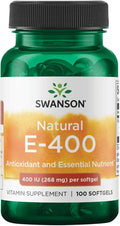 Swanson Natural Vitamin E 400 IU - Dietary Supplement for Daily Antioxidant Support - Can Support Immune System - Essential Nutrient and Vitamin Supplement (268 mg, 100 Softgels)