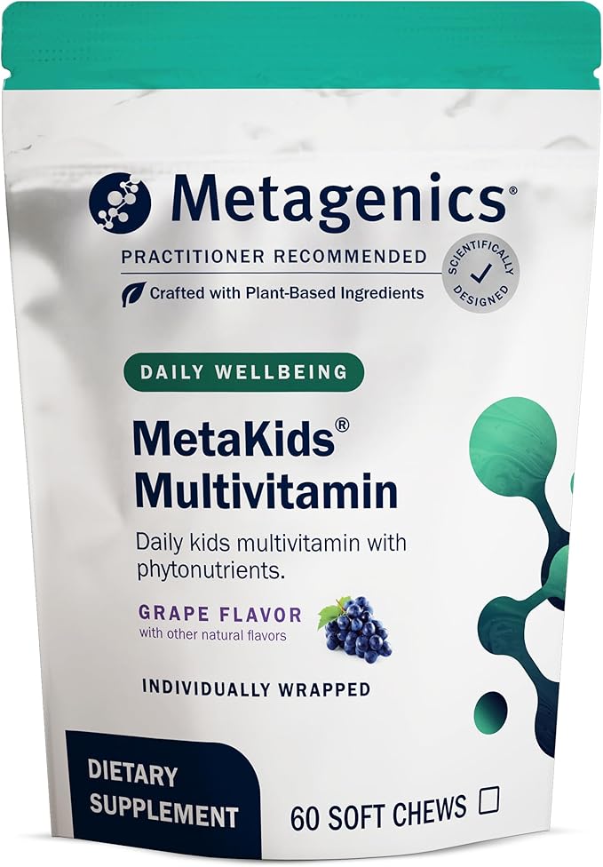 Metagenics MetaKids Multivitamin Soft Chews - Complete Daily Vitamin for Kids* - with Vitamins A, C, D, E & B Complex for Immune, Bone & Growth Support* - 60 Chewable Servings, Grape Flavor