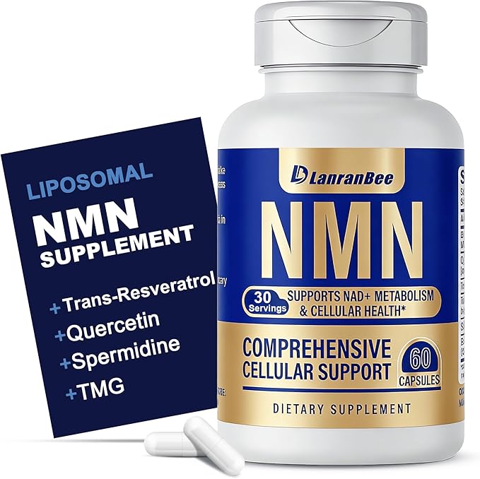 LanranBee Liposomal NMN Supplement Complex 1000mg Per Serving, 60 Veggie Capsules | 6-in-1 NAD+ Support Formula with NMN, Quercetin, Trans-Resveratrol, TMG & Spermidine | Gluten-Free, Non-GMO