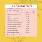 Women's Probiotic Gummies, Pineapple Flavor - 3B CFU Bacillus Coagulans with Lnulin, Dandelion Root & Slippery Elm - Support Gut Health & Digestive Balance, 60 Gummies