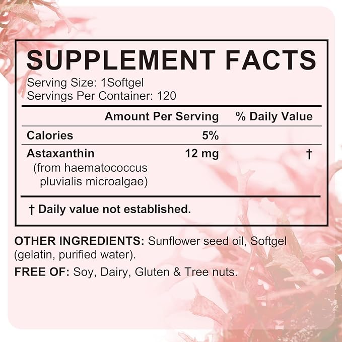 VOFANK Astaxanthin 12mg, Premium Astaxanthin Supplements with Antioxidant Activity, Supports Eye, Joint, Immune, Skin Health, Internal Circulation, Non-GMO & No Gluten 240 Softgels
