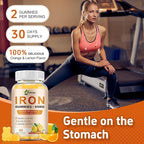 Iron Supplement Gummies, 65mg Iron and 250mg Vitamin C for Women Men Kids, Natural Vegan with Vitamin A, B-Complex, Biotin, Zinc & Folate Energy Support & Immune Health, 60 Count
