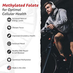 10X Health 5-MTHF Methylfolate - Methylated Folate & Magnesium for Brain, Heart Health, DNA & Neurotransmitter Synthesis - Bioavailable Methyl Folate Supplement - Methylfolate Supplement 60 Capsules