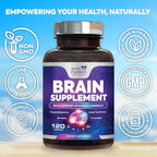 Brain Memory Supplement - 3X Strength Nootropics for Concentration, Clarity & Focus Support - Brain Health Cognitive Vitamins with Bacopa, Phosphatidylserine & DMAE, Brain Booster, 120 Capsules