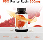 Rutin 500mg Supplement, Flavonoids Supplements from Sophora Japonica, Supports Vascular Health & Antioxidents, Non-GMO, Gluten-Free, Made in USA, 180 Vegan Capsules
