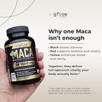 Organic Maca Root Capsules for Women & Men - Black, Red, Yellow Peruvian Maca Root Extract & Black Pepper - 120 Vegan Pills - Supports Energy, Performance & Mood | Made in USA