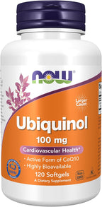 Now Supplements, Ubiquinol 100 mg, High Bioavailability (The Active Form of CoQ10), 120 Softgels
