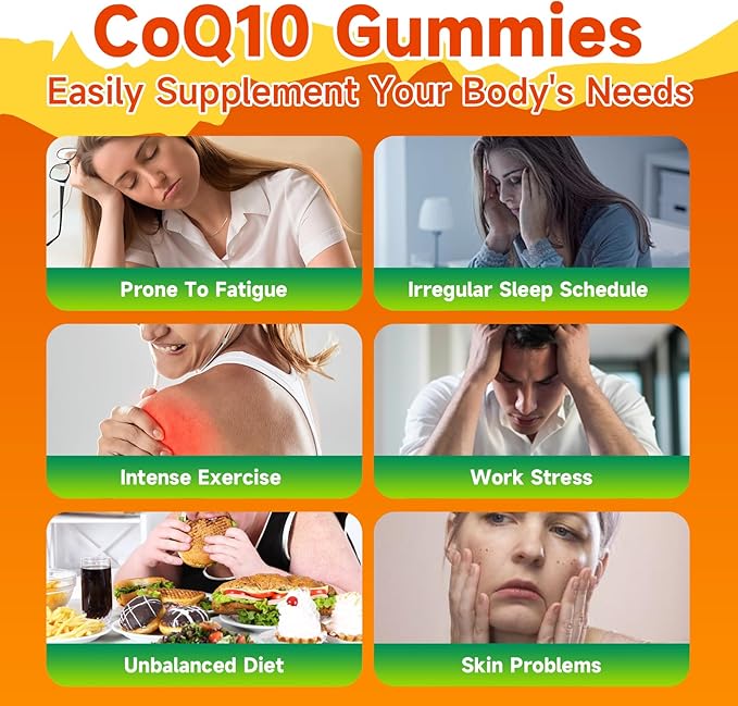 CoQ10 Gummies 250mg, Plus Omega-3, Vitamin B3 & Zinc, Magnesium - High Absorption Coenzyme Q10 Supplements for Heart Health, Cellular Energy, & Antioxidant Support, 60 Count