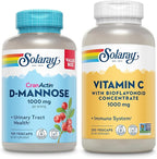 SOLARAY D-Mannose 1000mg with CranActin Cranberry Extract (150ct) and Vitamin C 1000mg with Bioflavonoids (250ct) - Urinary Tract, Bladder Health and Immune Support Bundle - Vegan, 60 Day Guarantee