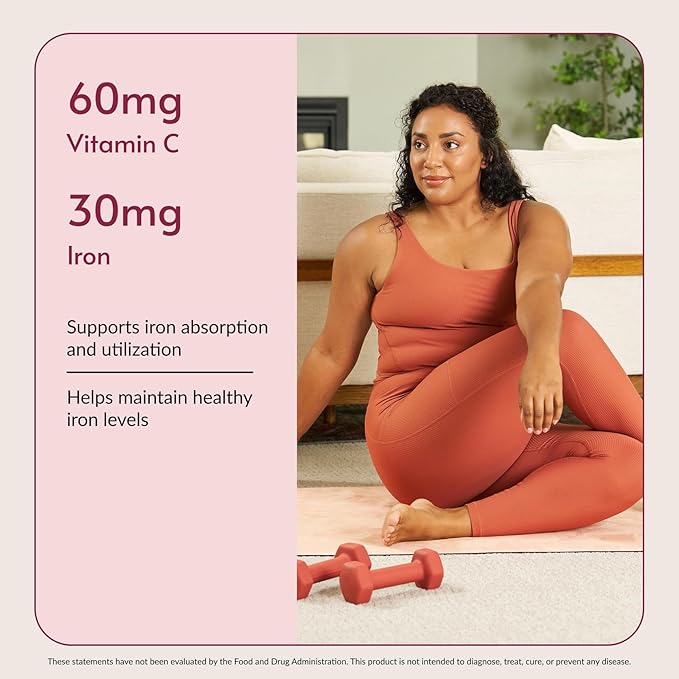 Bariatric Advantage Iron 30 mg Chewy Bite with Vitamin C - for Bariatric Patients - Sugar-Free - Chocolate Raspberry - 30 Count