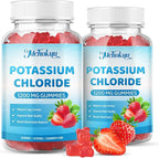 Potassium Chloride Gummies 1200mg for Adults & Kids, Sugar-Free Potassium Supplement Gummies Support Leg Cramps & Electrolyte Balance for Women & Men, Strawberry Flavor, 60 Count