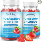 Potassium Chloride Gummies 1200mg for Adults & Kids, Sugar-Free Potassium Supplement Gummies Support Leg Cramps & Electrolyte Balance for Women & Men, Strawberry Flavor, 120 Count