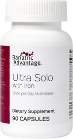 Bariatric Advantage Ultra Solo with Iron - Once-Per-Day Daily Multivitamin - for Bariatric Patients - with Thiamin, Vitamin A & More - Gluten Free - 90 Capsules