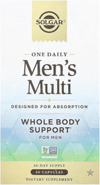 Solgar One Daily Men's Multivitamin Whole Body Support Supplement, Highly Absorbable Delayed Release One Daily Multi Vitamin Capsules for Men - Immune Heart Energy Stress & Muscle Health, 60 Servings