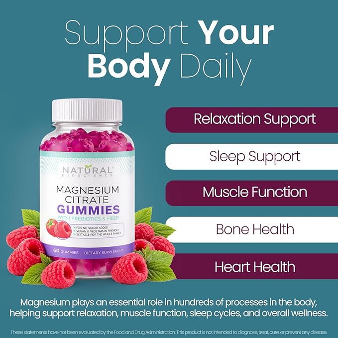 Sugar Free Magnesium Gummies - Calming Anti-Stress Gummies, Magnesium Supplement to Support Stress Relief, Sleep, Heart Health, Nerves, Muscles & Bones, 100 mg, Kids, Adults, Vegan, High Absorption