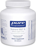 Pure Encapsulations Nutrient 950 A Without Copper & Iron | Hypoallergenic Multi-Vitamin/Mineral Formula for Optimal Health | 180 Capsules
