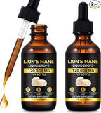 2-Pack Lions ManeMushroom Drops – Brain Supplement 120,000 MG, Memory Focus & Immunity Vitamins, Plant Extract 4 Oz