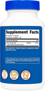 Nutricost Niacin (Flush-Free) Inositol Hexanicotinate 500mg, 120 Capsules, Vitamin B3