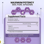 Apigenin Supplement 100mg│98% Highly Purified│Apigenin Supplement for Sleep, Mood, Cognition and Relaxation│Non-GMO, No Fillers - 60 Capsules