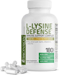 Bronson L-Lysine Defense Immune Support Complex 1500 MG L-Lysine Plus Olive Leaf, Garlic, Vitamin C and Zinc - Non-GMO, 180 Vegetarian Capsules
