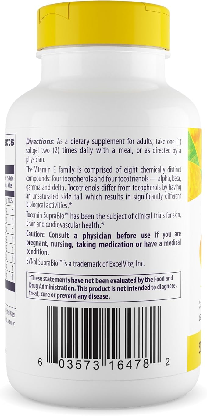 Healthy Origins Tocomin SupraBio Tocotrienols 50 mg (Non-GMO, Full Spectrum, Gluten Free, Cardiovascular Support, Skin Support), 150 Softgels