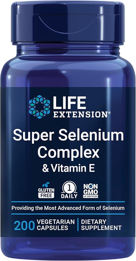 Life Extension Super Selenium Complex, 200 mcg – 3 Forms of Selenium, Vitamin E – Cellular Health & Longevity Support – Gluten-Free, Non-GMO, Vegetarian, 1 Daily – 200 Capsules