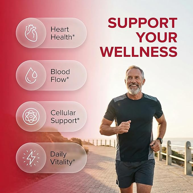 Clean Nutraceuticals COQ10 200mg Red Yeast Rice Omega 3 Magnesium Complex 500mg Niacin Zinc Vitamin K2 D3 - Heart Support Vitamins for Women & Men w/Vitamin B3, Coenzyme Q10-60 Ct
