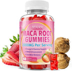 Maca Root Gummies for Women & Men, Organic Maca Root Supplement with Ashwagandha for Energy & Strength Support, Sugar-Free/Vegan/Non-GMO, Strawberry Flavor 60 Count