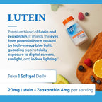 Doctor's Best Lutein Supplement 20mg with Zeaxanthin - Lutein for Eyes, Eye Health Vitamins for Men & Women, Vision and Macular Health Support, Lutemax 2020 Marigold Flower Extract - 60 Softgels