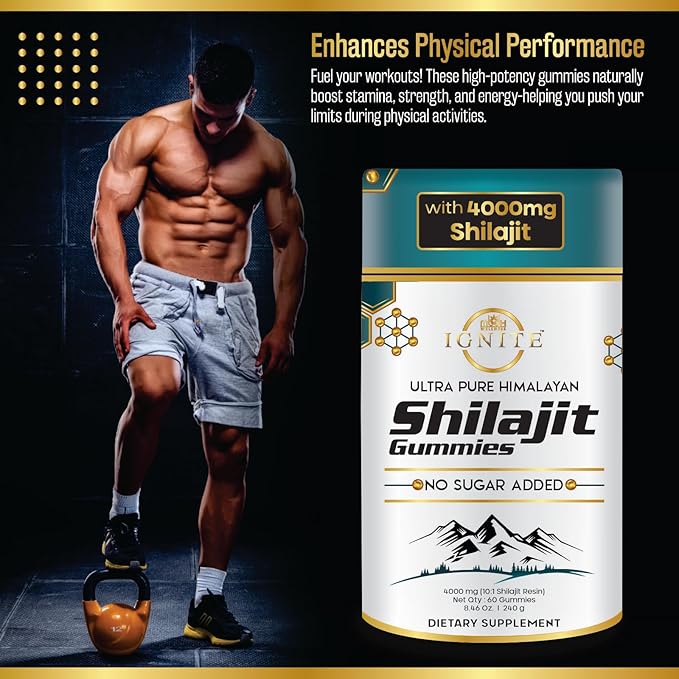Pure Himalayan Shilajit Gummies 4000mg, Sugar-Free with KSM-66 Ashwagandha, Gokshura & 75% Fulvic Acid - 60 Gummies