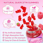 Quercetin Gummies 500mg for Kids & Adults, Organic Quercetin Supplements with Bromelain Zinc Vitamin C and D3 Support Antioxidant & Immune System Health, Strawberry Flavor 60 Count