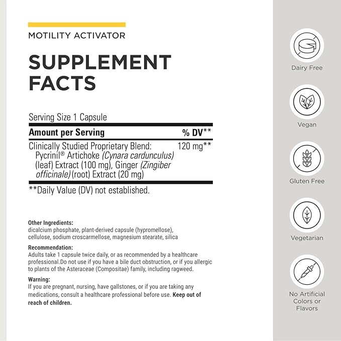 Integrative Therapeutics Motility Activator - GI Motility & Gut Health Support Supplement* - Supports Gastrointestinal Comfort* - Dairy-Free & Gluten-Free - 60 Capsules (60 Servings)