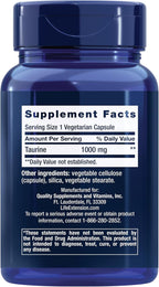 Life Extension Taurine,Pure Taurine Amino Acid Supplement,Heart,Liver and Brain Health,Longevity,Muscle and Exercise,1000 mg dose,Non-GMO,Gluten-Free,Vegetarian, Vegetarian, 90 Capsules (Pack of 2)