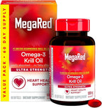 MegaRed Ultra Strength 1000mg Omega-3 Krill Oil Supplement with EPA/DHA, Astaxanthin & Phospholipids, No Fish Oil Aftertaste Supports Heart, Brain, Joint and Eye Health, 60 Count Softgels (3 Pack)
