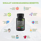 Shilajit and Ashwagandha Capsules, 8-in-1 Herbal Multivitamin for Men and Women, with Rhodiola Rosea, Ginseng, and Stinging Nettle, Shilajit for Men and Women