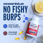 Oceanblue Omega 3 2100 with CoQ10 | Triple Strength Fish Oil Combo Supplement | High Potency 1350mg EPA 650mg DHA with 150mg CoQ10 | Orange Flavor | Heart Support | 90 Softgels | Pack of 2