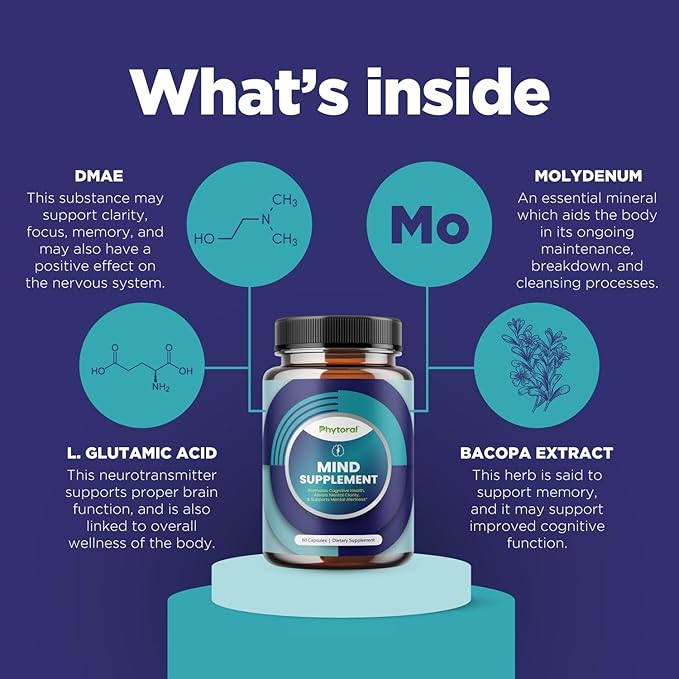 Nootropic Brain Supplement for Memory and Focus Enhancement - Vitamins for Brain, Mental Health & Clarity - Cognitive Health Complex for Mind's Vitality & Mental Alert - 60 Count - 2 Pack
