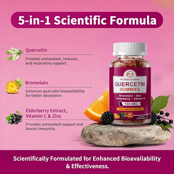 M inch Beet Root Gummies & Quercetin Gummies - Blood* Pressure Support & Immune Support