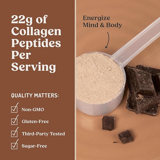 Bulletproof Dark Chocolate Energy Collagen Protein, 19.3 Ounces, Caffeine-Free Fuel with Vitamins and Antioxidants, Blend with Ginseng, Magnesium, Cordyceps Mushroom