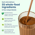 HIYA Kids Greens Powder Sticks - 55 Whole-Food Sourced Ingredients & Delicious Flavor - Greens Superfood Powder for Kids (Chocolate)