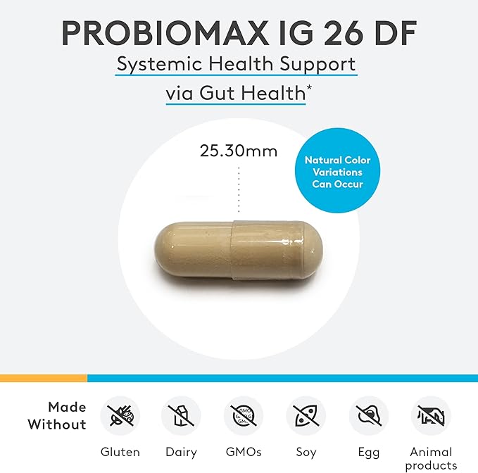 XYMOGEN ProbioMax IG 26 - Immunized Egg Powder & Bacillus Coagulans - Digestive Health Support - Vegetarian, Gluten-Free & Non-GMO - 120 Capsules