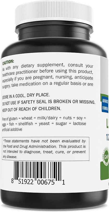 Brieofood Alpha Lipoic Acid 1200mg per Serving - 120 Capsules - Non-GMO, Gluten Free