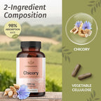 HERBAMAMA Chicory Root Fiber Capsules - 1200mg Chicory Root Powder for Gut Cleanse & Digestive Support - Vegan, Non-GMO Inulin Prebiotic Fiber Supplement