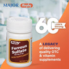 Rugby Ferrous Sulfate 325mg Tablets - Iron Supplement for Women and Men - 100 Count (3 Pack)