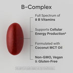 Sports Research® Vitamin B-Complex - Full Spectrum of B Vitamins with Methylated B12 & Folate - Gluten Free · Plant-Based · Non-GMO · Vegan-Friendly Formula - 120 Veggie Softgels