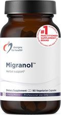 Designs for Health Migranol - Feverfew Supplement with Magnesium Malate, Curcumin (Turmeric) Extract, Rosemary + B2 Riboflavin - Non-GMO + Gluten Free (90 Capsules)