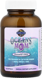 Garden of Life Oceans Mom Prenatal Fish Oil DHA, Omega 3 Supplement - Strawberry, 350mg Prenatal DHA Pregnancy Fish Oil Support for Mamas, Babys Brain & Eye Development, 30 Small Softgels