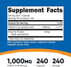 Nutricost Vitamin C with Rose HIPS 1025mg, 240 Capsules (2 Bottles) - Premium Non-GMO, Gluten Free Vitamin C Supplement