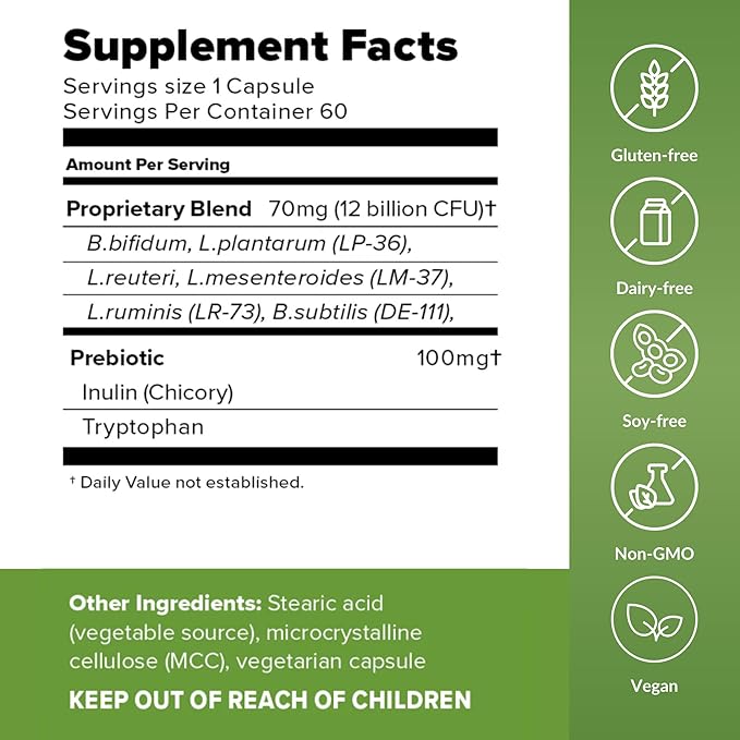 BiotiQuest Ideal Immunity Probiotics to Balance Your Gut and Build Immune System Resilience, 12 Billion CFU, Non-GMO, and Gluten Free, 60 Capsules