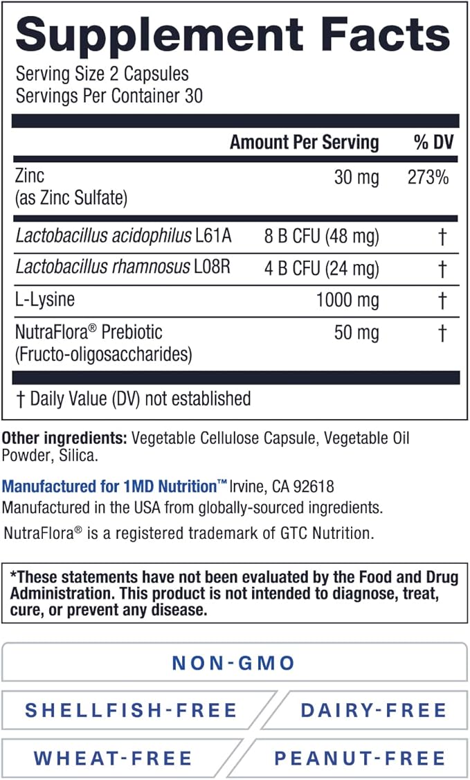 1MD Nutrition ImmunityMD - Immune Health Probiotic | Potent, Doctor-Selected Probiotic Strains with Prebiotic - Promote Overall Immune System Strength, Reduce Everyday Stress | 60 Capsules